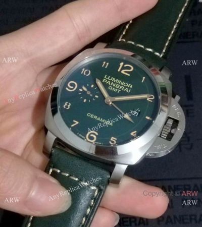 Panerai Luminor GMT Stainless Steel Green Watch Best Replica
